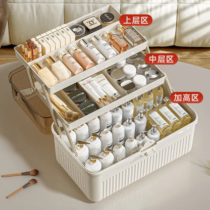 Cosmetics Storage Box, Desktop Dustproof, Large Capacity Organizer Box, Makeup Table, Skincare, Lipstick Shelf