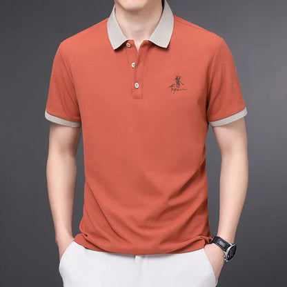 Men's Embroidered Casual Fashion Short Sleeved POLO Shirt Summer Comfortable Top