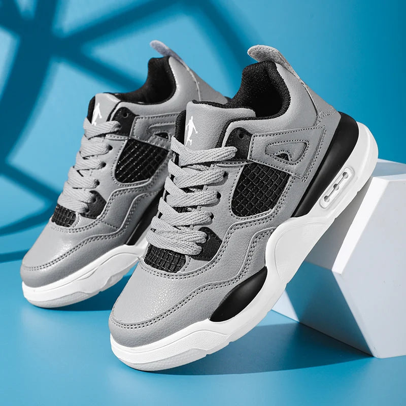 Baskets de basket-ball en cuir à lacets pour enfants, chaussures de skate plates décontractées, tennis pour enfants, qualité, mode, filles, garçons