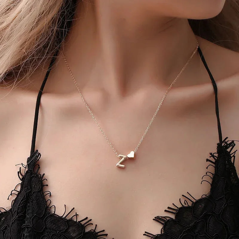 SUMENG-Collier avec Pendentif en Forme de Petit Cœur pour Femme, Bijou Délicat avec Initiales en Or et Argent, Ras du Cou avec Lettre et Nom, Cadeau à la Mode - DOGOMET DIGITAL PLUS