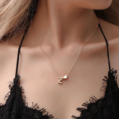 SUMENG-Collier avec Pendentif en Forme de Petit Cœur pour Femme, Bijou Délicat avec Initiales en Or et Argent, Ras du Cou avec Lettre et Nom, Cadeau à la Mode - DOGOMET DIGITAL PLUS