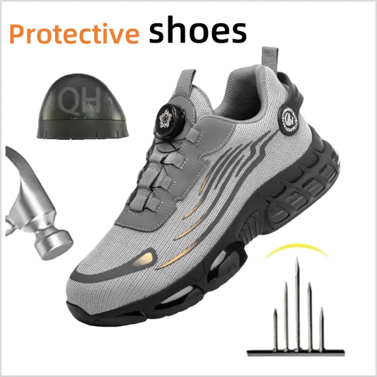 Men's Safety Work Shoes Anti-Tailor Wear-Resistant Steel Toe Boots Durable Sports Footwear for Construction Industry Workers