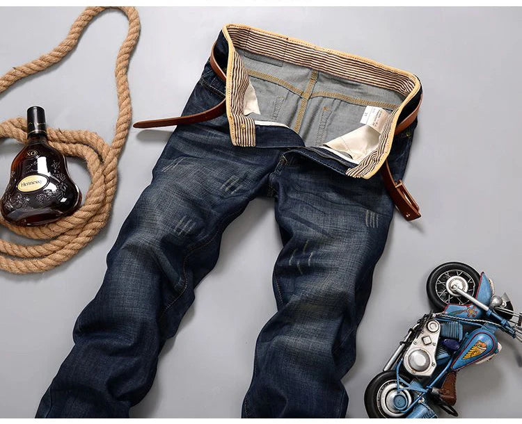 2025 nouveaux hommes Jean printemps automne droit pantalons à la mode décontracté Denim pantalon hommes classique mince Stretch Jean mode