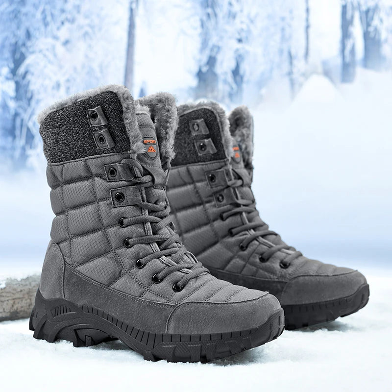 Bottes de neige rembourrées en velours pour hommes, bottes d'alpinisme en plein air, chaussures de randonnée chaudes, haut, tendance, hiver, nouveau, 2023