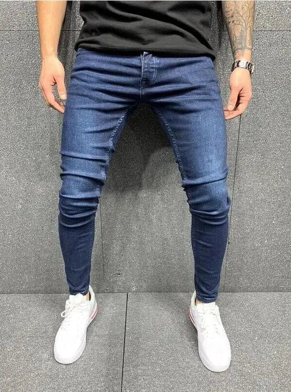Jean déchiré hommes Stretch maigre gris bleu noir Hip Hop Denim pantalon Streetwear décontracté coupe ajustée jean pour hommes Jogging jean