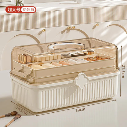 Cosmetics Storage Box, Desktop Dustproof, Large Capacity Organizer Box, Makeup Table, Skincare, Lipstick Shelf