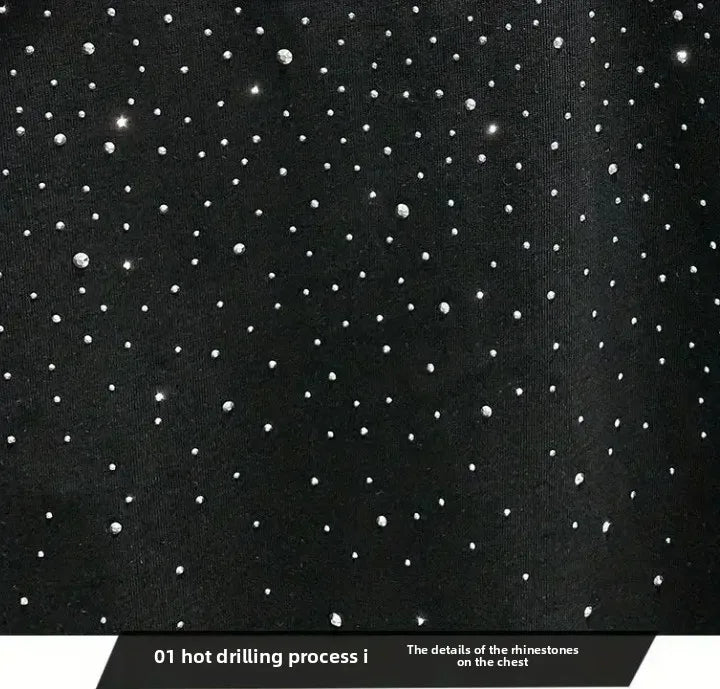 Été strass Rivet T-shirt pour hommes vêtements col rond T-shirt style décontracté mode haute rue 2025 hommes été manches courtes