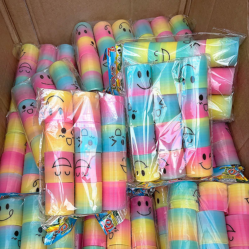 Rainbow Magic Springs Circle Toys Kids' Birthday Party Favors Friends Giveaway Small Gifts Pinata Fillers Flexible Funny Toy