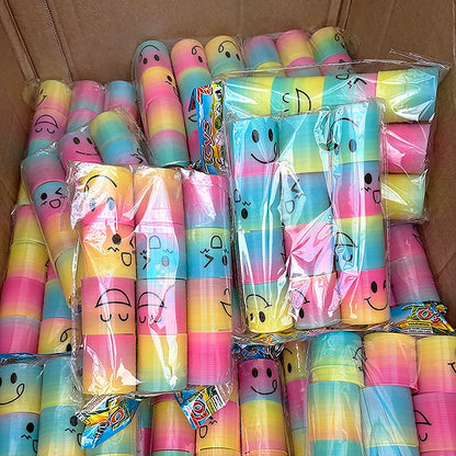 Rainbow Magic Springs Circle Toys Kids' Birthday Party Favors Friends Giveaway Small Gifts Pinata Fillers Flexible Funny Toy