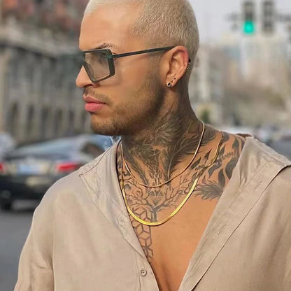 Men' Necklaces Homme Blade Chain For Men Stainless Steel Punk Choker Neck Chains Accessories Minimalist Jewelry Wholesale