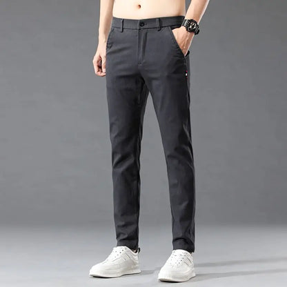 Fashion Men Casual Straight Tailored Trousers Male Jean Like Pants Comfortable Light Gray Dark Grey Trousers