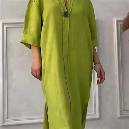 Women's Casual Button-Up Linen irt Long Ne round Color Blo  Pet Clothing Accories - DOGOMET DIGITAL PLUS