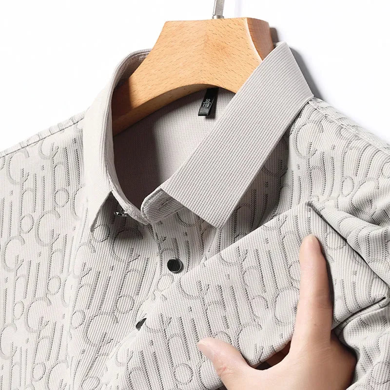 2025 New Men's Business Casual Short Sleeved Printed Polo Shirt Fashionable Breathable Comfortable and Versatile Top