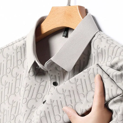 2025 New Men's Business Casual Short Sleeved Printed Polo Shirt Fashionable Breathable Comfortable and Versatile Top