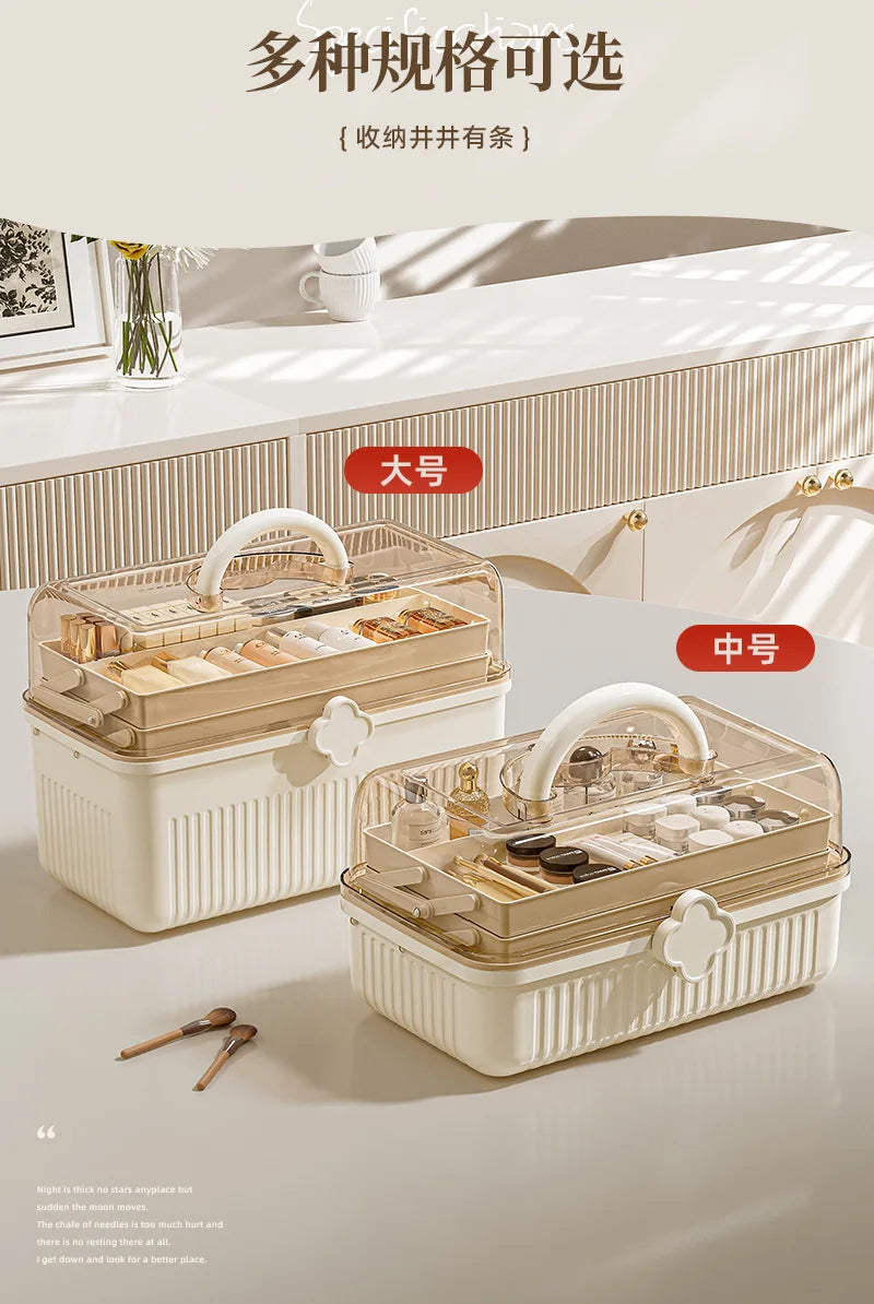 Cosmetics Storage Box, Desktop Dustproof, Large Capacity Organizer Box, Makeup Table, Skincare, Lipstick Shelf