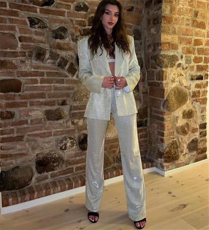 Women's Suiting  Pants Set Faionable Workwear Ensemble Spring  Collection 3% - 50% Conent Content