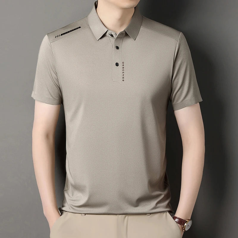 2025 New Men's Casual Fashion Printed Short Sleeve Polo Shirt Anti Wrinkle Breathable Comfortable Summer Versatile T-shirt