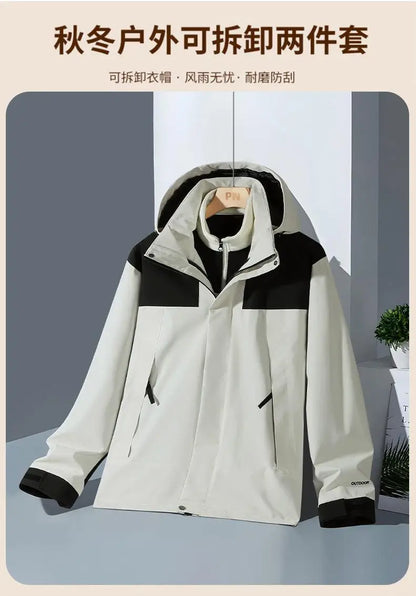 Veste d'assaut d'hiver en plein air trois en un avec polaire épaisse détachable deux pièces veste d'alpinisme imperméable pour hommes - DOGOMET DIGITAL PLUS