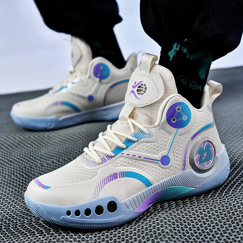 Nouvelles chaussures de basket-ball montantes chaussures de sport confortables et respirantes pour hommes et femmes athlètes d'entraînement chaussures d'étudiant décontractées