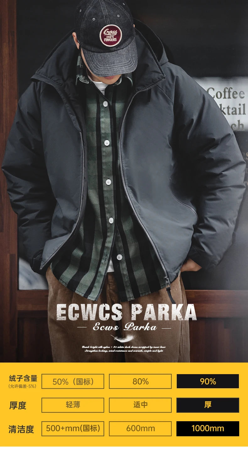 Maden Veste de duvet pour homme avec capuche hiver épaisse tissu mat brillant parka manteau chaud pour l'extérieur versatile veste noire pour porter dehors Chic et chaude veste masculine - DOGOMET DIGITAL PLUS