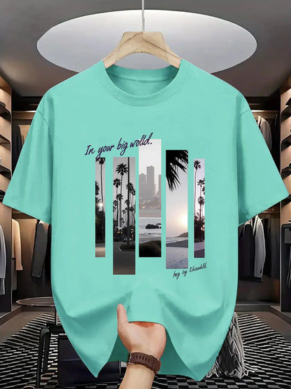 T-SHIRT MANCHES COURTES COL ROND HOMME, 100% COTON