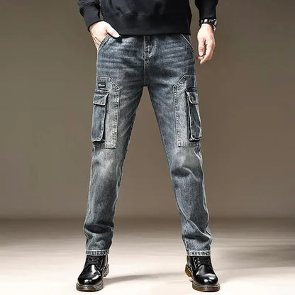 Jean pour hommes pantalon de cowboy droit avec poches pantalon Cargo esthétique régulière nouveau en empilé mode coréenne tendance 2025