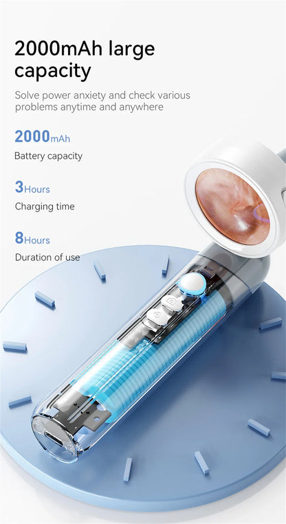 Caméra auriculaire visuelle Endoscope sans fil, écran IPS 1.38 pouces, outils de nettoyage de cire auriculaire, caméras HD 1080P, prise de photo, vidéo, Inspection auditive