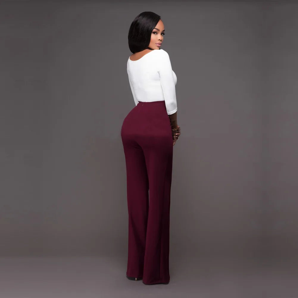 Pantalon audilong décontracté pour femme, chemises et chemisiers slim, pantalons sauvages, vêtements élégants, pantalons à jambe droite boutonnée, dame de bureau