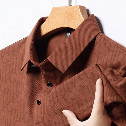 2025 New Men's Business Casual Short Sleeved Printed Polo Shirt Fashionable Breathable Comfortable and Versatile Top