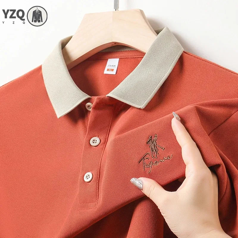 Men's Embroidered Casual Fashion Short Sleeved POLO Shirt Summer Comfortable Top