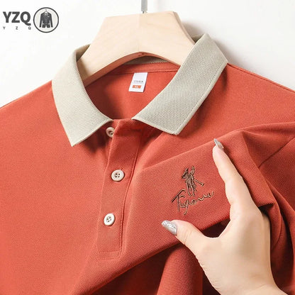 Men's Embroidered Casual Fashion Short Sleeved POLO Shirt Summer Comfortable Top