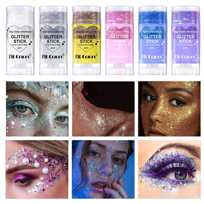5 couleurs peinture corporelle paillettes bâton visage lèvres étoile paillettes poudre ombre à paupières Festival scène maquillage - DOGOMET DIGITAL PLUS