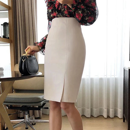 ZANZEA 2025 été taille haute jupe moulante Vintage Faldas femmes mode genou longueur Jupes décontracté ourlet fendu bureau travail Jupes