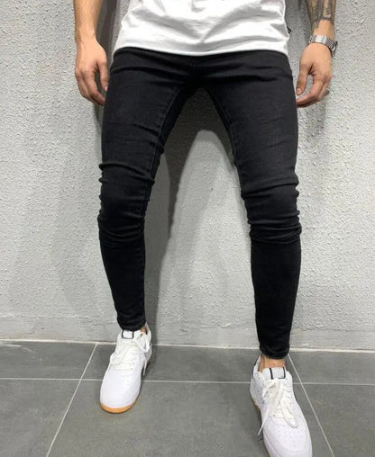 Jean déchiré hommes Stretch maigre gris bleu noir Hip Hop Denim pantalon Streetwear décontracté coupe ajustée jean pour hommes Jogging jean