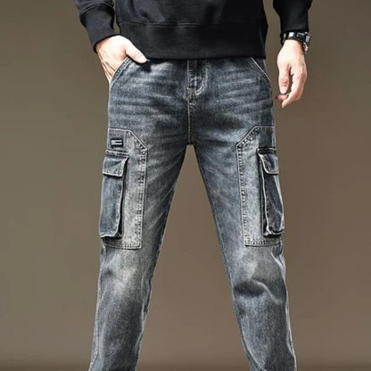 Jean pour hommes pantalon de cowboy droit avec poches pantalon Cargo esthétique régulière nouveau en empilé mode coréenne tendance 2025