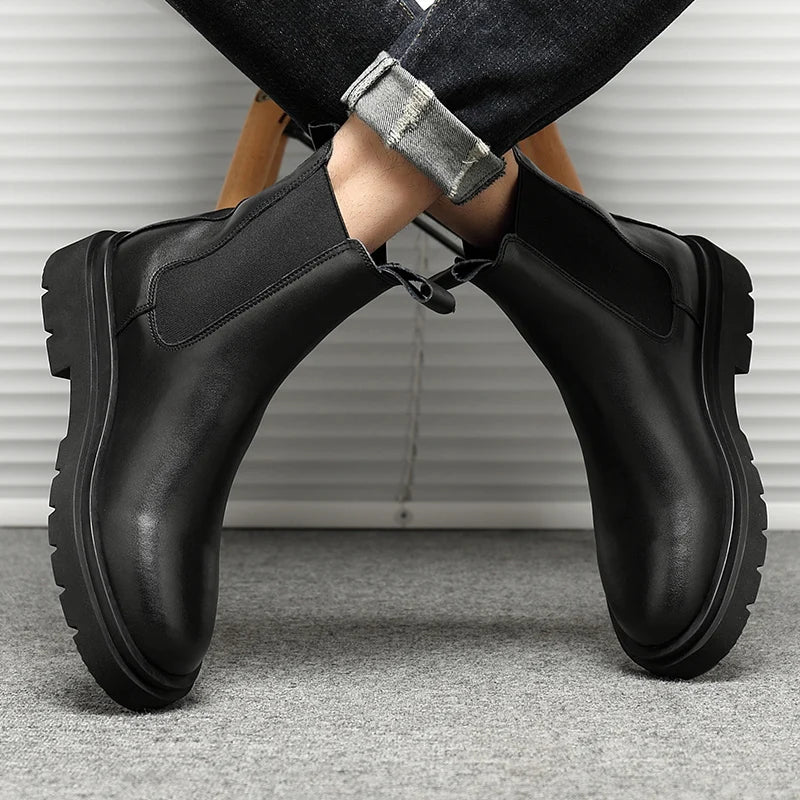 StephanBoots-Chaussures à plateforme noires pour hommes, Bottes de rinçage à la mode, Slip on, Nouveau, Automne, Hiver, 2022 - DOGOMET DIGITAL PLUS