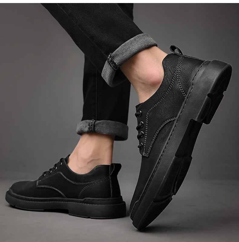 Printemps automne décontracté hommes rétro chaussures en Cuir 2023 mode Style britannique anti-dérapant Chaussure Homme Cuir marque de luxe concepteur