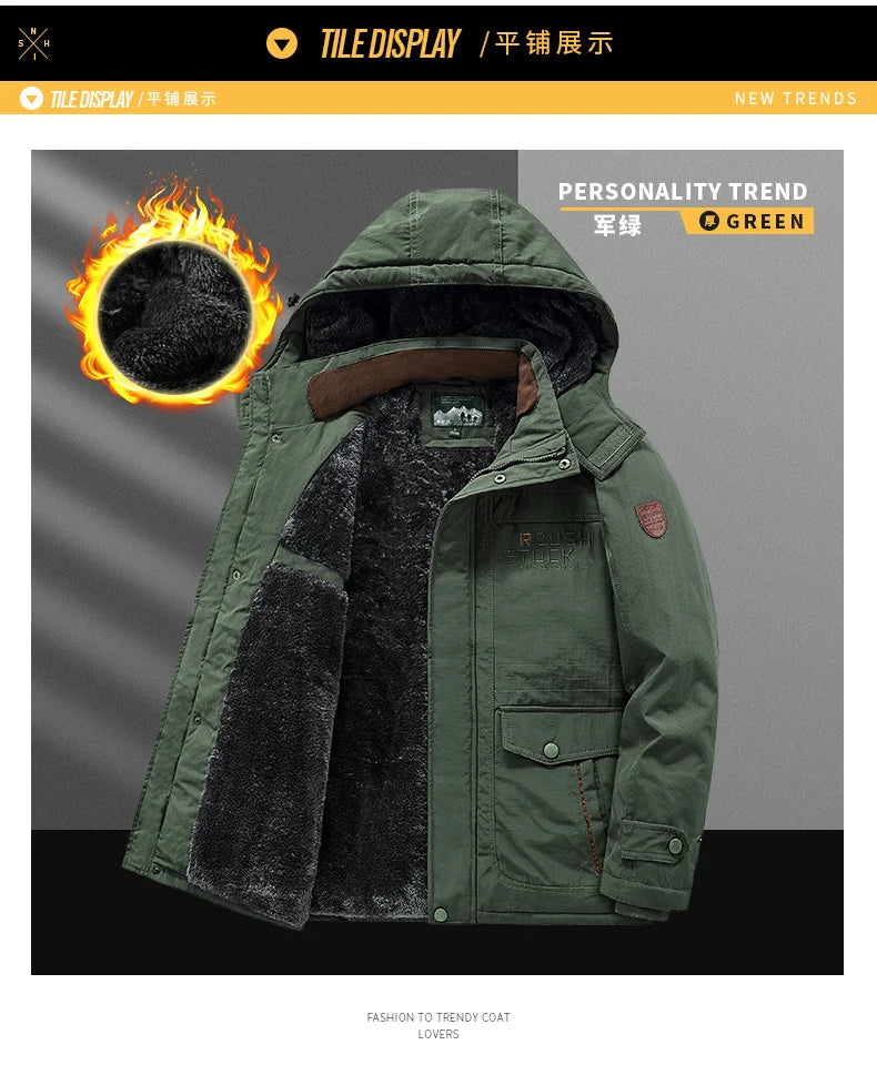 Parka Thermique Épaisse et Chaude pour Homme, Manteau Décontracté à Fermeture Éclair, avec Doublure Souriante, Coupe-Vent, Vêtement d'Extérieur, Hiver - DOGOMET DIGITAL PLUS