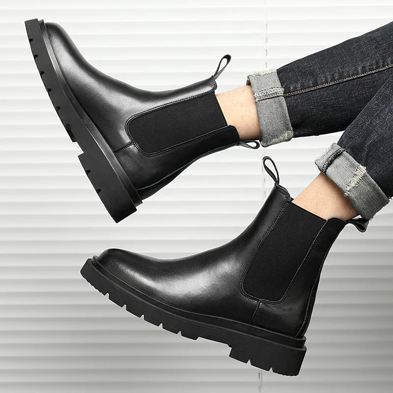 StephanBoots-Chaussures à plateforme noires pour hommes, Bottes de rinçage à la mode, Slip on, Nouveau, Automne, Hiver, 2022 - DOGOMET DIGITAL PLUS