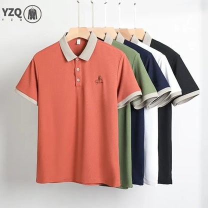 Men's Embroidered Casual Fashion Short Sleeved POLO Shirt Summer Comfortable Top