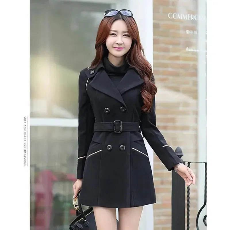 Manteau en laine pour femme, Long et chaud, mode coréenne, veste à Double boutonnage, vêtements d'extérieur, nouvelle collection hiver 2023