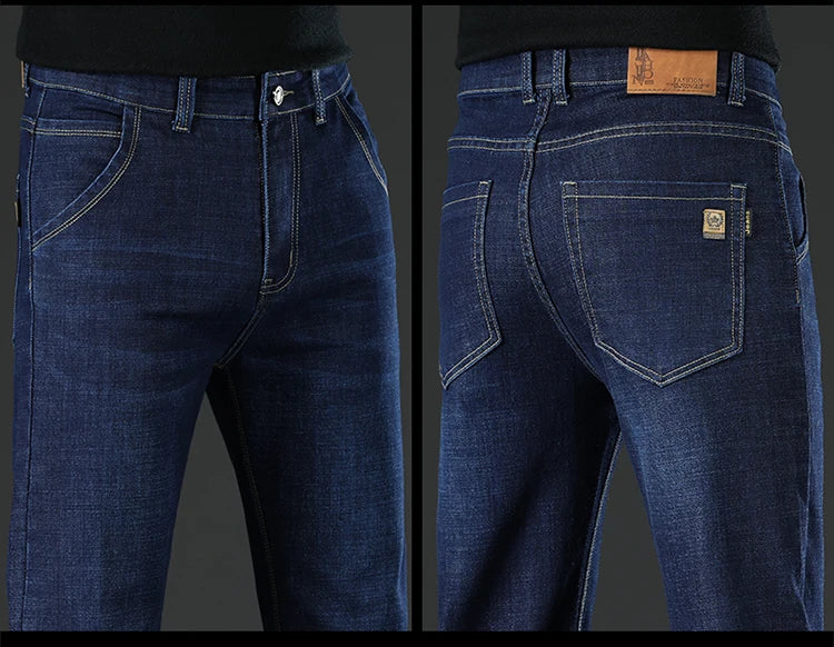 28-40 grande taille hiver hommes en peluche épais polaire pantalon laine d'agneau thermique jean pantalons décontractés coupe-vent chaud coton Denim pantalon