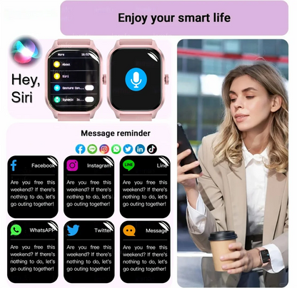 Montres intelligentes pour homme femme appel Bluetooth musique fitness tracker sport avec podomètre étanche informations alertes montre intelligente