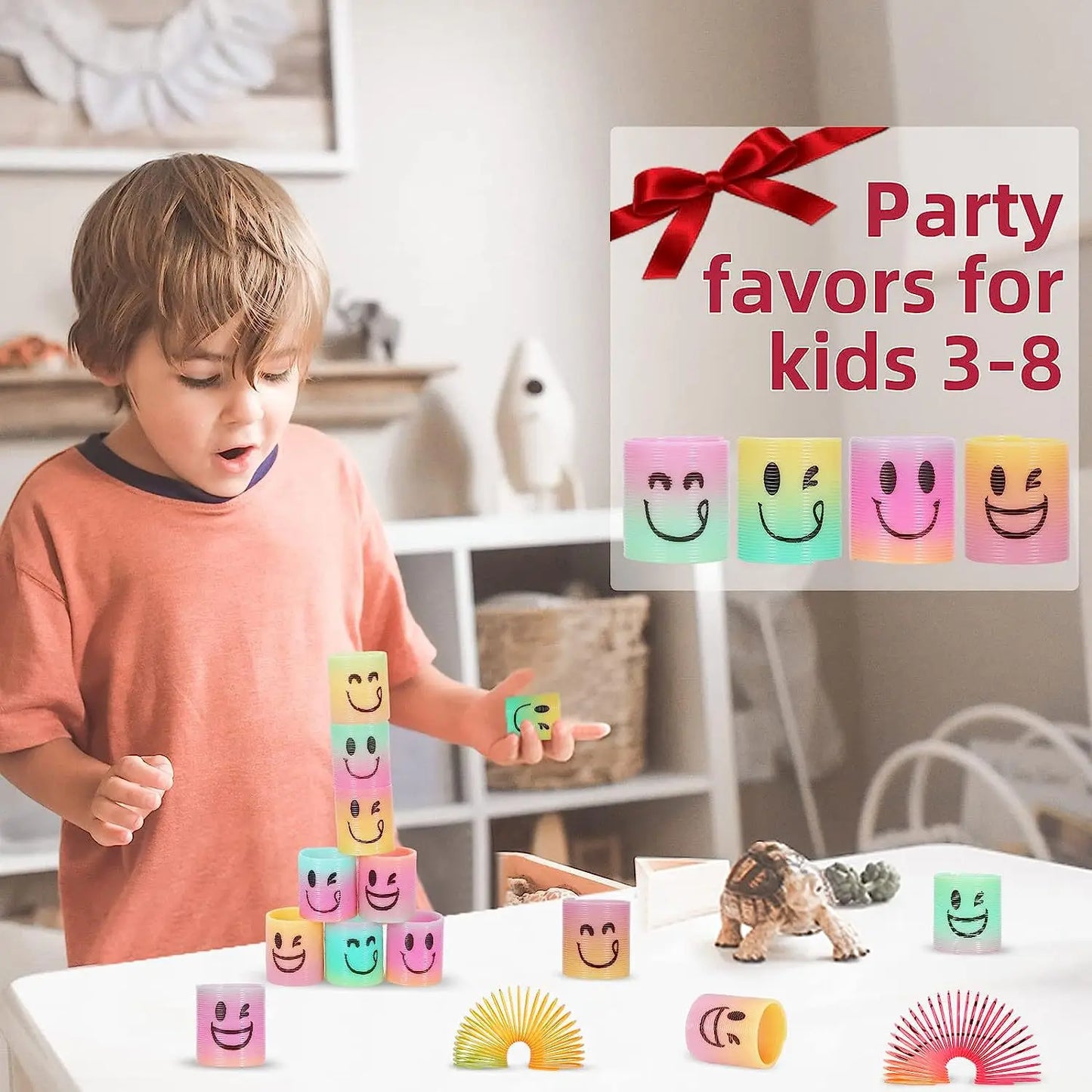 Rainbow Magic Springs Circle Toys Kids' Birthday Party Favors Friends Giveaway Small Gifts Pinata Fillers Flexible Funny Toy