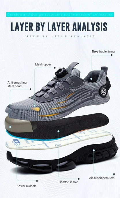 Men's Safety Work Shoes Anti-Tailor Wear-Resistant Steel Toe Boots Durable Sports Footwear for Construction Industry Workers