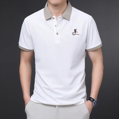 Men's Embroidered Casual Fashion Short Sleeved POLO Shirt Summer Comfortable Top