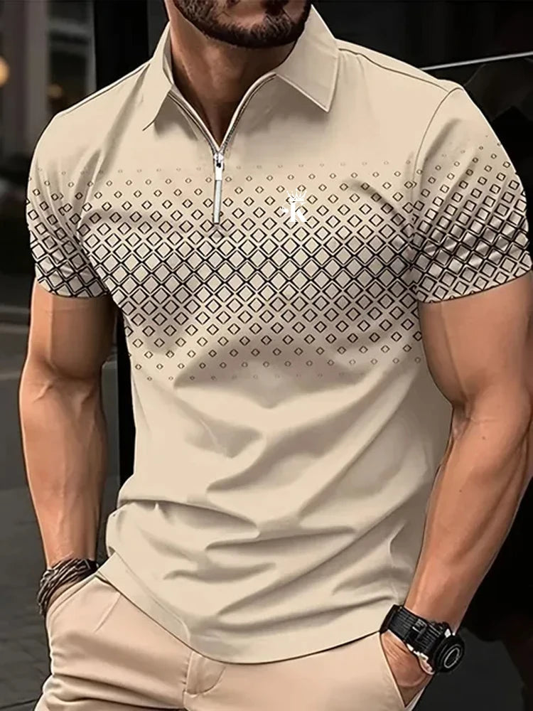 Polo de Golf à manches courtes pour hommes d'affaires, chemise d'extérieur décontractée, Streetwear quotidien, été, impression 3D, Polyester micro-élastique