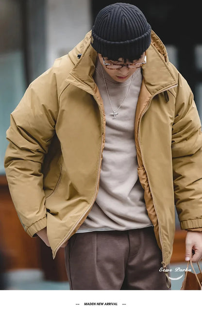 Maden Veste de duvet pour homme avec capuche hiver épaisse tissu mat brillant parka manteau chaud pour l'extérieur versatile veste noire pour porter dehors Chic et chaude veste masculine - DOGOMET DIGITAL PLUS