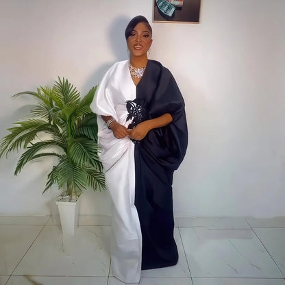 Mode boubou africain femme couleur bloquant robe africaine broderie décoration afrique vêtements