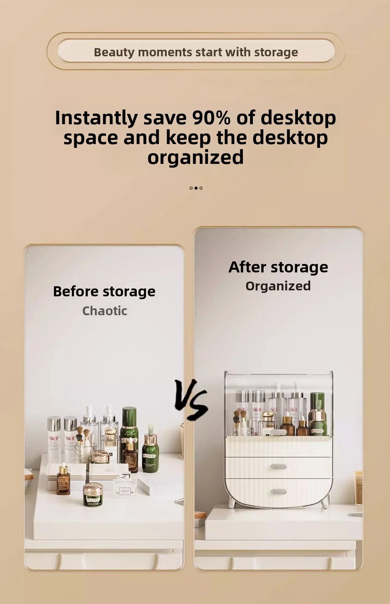 Internet celebrity cosmetics storage box, household box, desktop transparent dustproof cabinet, dressing table, skincare shelf